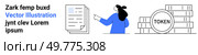 Business elements including documents, a professional woman pointing and digital tokens. Ideal for finance, online services, cryptocurrency, digital transactions, and modern business. Banner. Business Concept with Documents, Professional Woman, and Digital Tokens for Effective Online Services. Стоковая иллюстрация, агентство Ingram Publishing / Фотобанк Лори