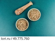 Medicinal herbs: elecampane or Inula helenium, root, elecampane, Inula helenium.. Medicinal root of elecampane. Стоковое фото, агентство Ingram Publishing / Фотобанк Лори