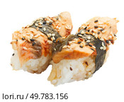 fresh eel sushi isolated on white background. Eel sushi. Стоковое фото, агентство Ingram Publishing / Фотобанк Лори