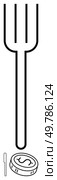 Tuning fork emitting sound waves with a dollar coin underneath. Ideal for financial planning, investment strategies, business stability, economic balance, market analysis, budgeting, and acoustic. Tuning Fork with Coin Symbolizing Financial Harmony and Precision in Investments. Стоковая иллюстрация, агентство Ingram Publishing / Фотобанк Лори