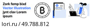 Bitcoin symbol, document with profile, professional using a computer. Ideal for cryptocurrency, digital finance, online identities, professional services, tech consulting, data management, financial. Digital Technology and Professional Consulting Cryptocurrency, Document Management, and Expert Advice. Стоковая иллюстрация, агентство Ingram Publishing / Фотобанк Лори