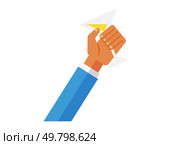 Hand with glass of white wine. Male hand holding shot of alcoholic drink, person says toast, celebrates holiday with cocktail. Wine tasting flat vector for business banner. Hand holding wineglass. Hand with glass of white wine. Male hand holding shot of alcoholic drink, person says toast. Стоковая иллюстрация, агентство Ingram Publishing / Фотобанк Лори