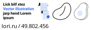 Black text beside documents with check marks, abstract organic shapes outlined in black and light blue. Ideal for business, education, marketing, web design, presentations, infographics, branding. Abstract Modern Design with Text, Documents, and Organic Shapes for Versatile Use. Стоковая иллюстрация, агентство Ingram Publishing / Фотобанк Лори