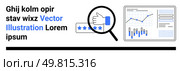 Magnifying glass oversize hand, thumbs up icon, star rating, line chart, and bar graph. Ideal for business analytics, customer satisfaction, data visualization, research, statistics, market analysis. Data Analysis and User Feedback Concept with Charts, Magnifying Glass, and Rating Stars. Стоковая иллюстрация, агентство Ingram Publishing / Фотобанк Лори