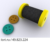 bobbin and a buttons. 3d. Стоковое фото, агентство Ingram Publishing / Фотобанк Лори