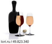 wine in wineglasses with bottle. Стоковое фото, агентство Ingram Publishing / Фотобанк Лори