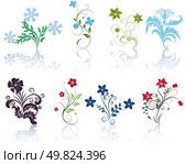 Set of different flowers pattern for making ornate backgrounds. Стоковая иллюстрация, агентство Ingram Publishing / Фотобанк Лори