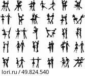 Collection of vector ballroom pair dancers silhouetes . Стоковая иллюстрация, агентство Ingram Publishing / Фотобанк Лори