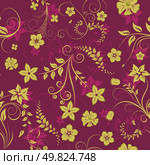 Floral seamless background for yours design use. For easy making seamless pattern just drag all group into swatches bar, and use it for filling any contours. Стоковая иллюстрация, агентство Ingram Publishing / Фотобанк Лори
