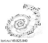 Music background with different notes on the white. Стоковая иллюстрация, агентство Ingram Publishing / Фотобанк Лори