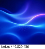 Glowing blue energy swirls across a dark expanse, creating a mesmerizing scene of movement and calm, reminiscent of a serene ocean at night Generative AI. Стоковое AI-изображение, AI-художник Юлия Петровская / Фотобанк Лори