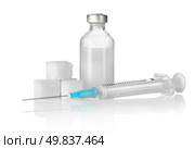 Insulin, sugar and syringe isolated on white background. Стоковое фото, агентство Ingram Publishing / Фотобанк Лори