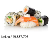 Unagi sushi isolated on a white background. Стоковое фото, агентство Ingram Publishing / Фотобанк Лори