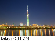 Tokyo skytree illumination at dusk Japan. Стоковое фото, агентство Ingram Publishing / Фотобанк Лори