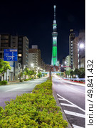 Tokyo skytree illumination at night Japan. Стоковое фото, агентство Ingram Publishing / Фотобанк Лори