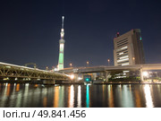 Tokyo skytree illumination at dusk Japan. Стоковое фото, агентство Ingram Publishing / Фотобанк Лори