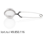 Tea strainer on a white reflective background. Стоковое фото, агентство Ingram Publishing / Фотобанк Лори