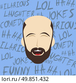 male laughing funny hilarious cartoon character vector illustration. funny laughing guy. Стоковая иллюстрация, агентство Ingram Publishing / Фотобанк Лори