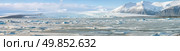 Panorama of vatnajokull Glacier Jokulsarlon lagoon Iceland. Стоковое фото, агентство Ingram Publishing / Фотобанк Лори
