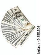 lot of 100 dollar bills on a white background. Стоковое фото, агентство Ingram Publishing / Фотобанк Лори