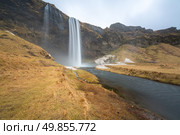 seljalandsfoss waterfall on the South of Iceland. Стоковое фото, агентство Ingram Publishing / Фотобанк Лори