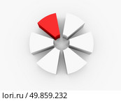 pie chart divided into parts with the release of one of the parts. 3d. Стоковое фото, агентство Ingram Publishing / Фотобанк Лори