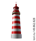 Lighthouse on a white background as a beacon of hope and strategic guidance symbol from the high tower for security and clear direction assistance in planning a journey or business strategy. Стоковое фото, агентство Ingram Publishing / Фотобанк Лори