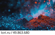 Mystic Glitterfall: Abstract Red and Blue Cascade. Стоковое AI-видео, аниматор Данила Большаков / Фотобанк Лори