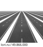 Team focus on success and strategy of business goals with a symbol of many roads converging in perspective to a common financial plan and target on a white background. Стоковое фото, агентство Ingram Publishing / Фотобанк Лори