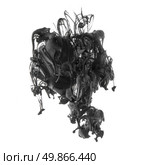 Splash of black ink in dropped into the water isolated on white. Стоковое фото, агентство Ingram Publishing / Фотобанк Лори