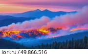 Wildfire Rages Through Forest Under Dramatic Sky. Стоковое AI-видео, аниматор Данила Большаков / Фотобанк Лори