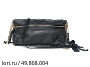 black leather clutch isolated on white. Стоковое фото, агентство Ingram Publishing / Фотобанк Лори