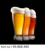Different beer in glasses isolated on white background. Стоковое фото, агентство Ingram Publishing / Фотобанк Лори
