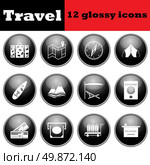 Set of travel glossy icons. EPS 10 vector illustration. Стоковая иллюстрация, агентство Ingram Publishing / Фотобанк Лори