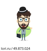 happy businessman cartoon character theme vector art illustration. happy businessman. Стоковая иллюстрация, агентство Ingram Publishing / Фотобанк Лори