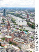 Aerial Frankfurt am Mine Skyscraper skyline building  Germany. Стоковое фото, агентство Ingram Publishing / Фотобанк Лори