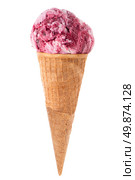 Ice cream cone with scoop of red fruits isolated on white background. Стоковое фото, агентство Ingram Publishing / Фотобанк Лори