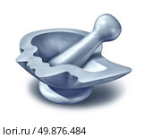 Brain medicine and psychiatric Drugs medical concept with a mortar and pestle shaped as a human head made of white marble for grinding ingredients as a mixing bowl for health care and natural pharmaceutical therapy. Стоковое фото, агентство Ingram Publishing / Фотобанк Лори