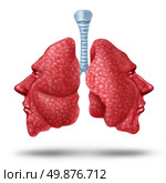 Understanding lung health and human lungs concept with the two sides of the inner breathing organ shaped as human heads as a heallth care symol of repiratory issues on a white background. Стоковое фото, агентство Ingram Publishing / Фотобанк Лори
