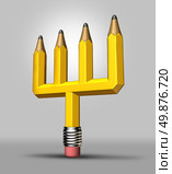 Creative efficiency and multi tasking as a business team concept with a three dimensional pencil with a group of four points as an icon of saving time by managing work tools and being productive. Стоковое фото, агентство Ingram Publishing / Фотобанк Лори