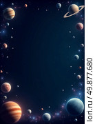 A stunning array of planets glides in the dark expanse of space, surrounded by twinkling stars and cosmic dust, beckoning exploration of the universes mysteries Generative AI. Стоковое AI-изображение, AI-художник Юлия Петровская / Фотобанк Лори