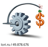 Business incentives as a financial metaphor with a stick and carrot shaped as a dollar sign leading a gear or cog wheel towards wealth and fortune as a symbol of incentive perks motivating and attracting new investment for future growth. Стоковое фото, агентство Ingram Publishing / Фотобанк Лори