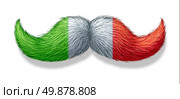 Italian mustache symbol with the flag of Italy as an icon of a European macho male culture and concept for pizza restaurant and cuisine on a white background. Стоковое фото, агентство Ingram Publishing / Фотобанк Лори