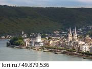 Aerial view of Boppard and river Rhine, middle Rhine Valley, Germany, Rhineland-Palatinate. Стоковое фото, агентство Ingram Publishing / Фотобанк Лори