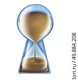Longevity key health concept as an hourglass shaped as a keyhole as a symbol of living longer and new medical technology to lengthen lifespan or business deadline solutions on an isolated white background. Стоковое фото, агентство Ingram Publishing / Фотобанк Лори
