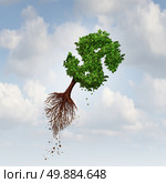 Money Flight business concept as a flying tree with uprooted roots shaped as a dollar sign as a symbol for financial exports and investing in new markets. Стоковое фото, агентство Ingram Publishing / Фотобанк Лори