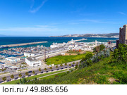 Aerial view of ships, yachts and boats in the seaport of Tangier. Morocco. Стоковое фото, фотограф Евгений Ткачёв / Фотобанк Лори