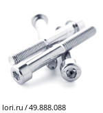 Hex head bolt screws thread on white background. Стоковое фото, агентство Ingram Publishing / Фотобанк Лори