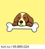 cute little puppy with bone. cute little puppy with bone theme vector art illustration. Стоковая иллюстрация, агентство Ingram Publishing / Фотобанк Лори