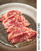 Freshness Japanese Harami wagyu meat BBQ yakiniku. Стоковое фото, агентство Ingram Publishing / Фотобанк Лори